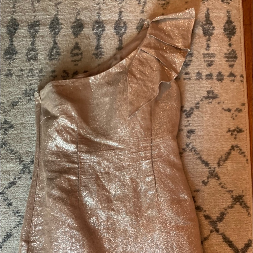 Trina Turk one-shouldered gold dress, size 6